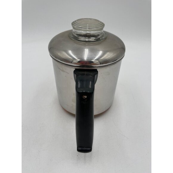Vintage Revere Wear Coffee Percolator Glass Knob Black Handle Copper Bottom 5Cup - Picture 2 of 8